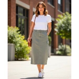 GAP Women's Green Cargo Midi Skirt Size 16 Vintage Made in USA Casual Utility